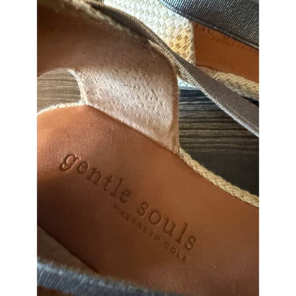 Gentle Souls Kenneth Cole Luci Metallic Peep-Toe Espadrille Sandals Sz. 9.5 - Picture 4 of 9